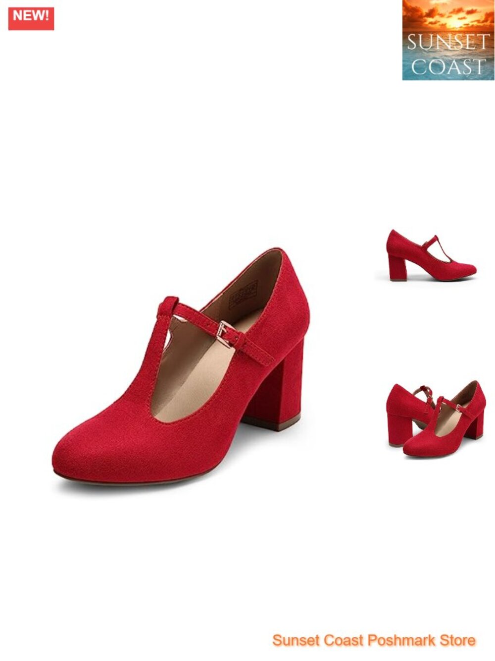 Mary Jane Chunky Heels T-Strap Wedding Dress Shoes with Bow